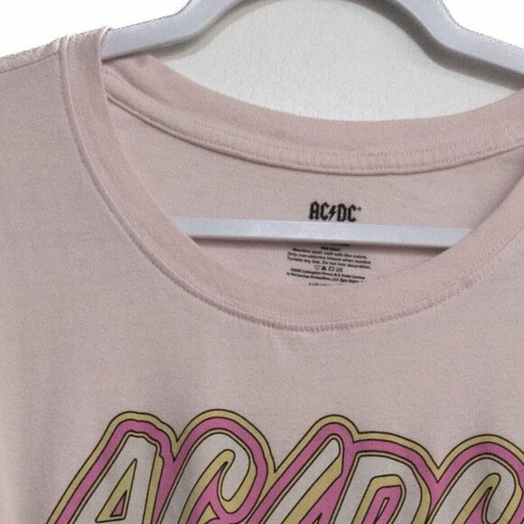AC/DC Womens Pink T Shirt Pastel Graphic Round Neck Pullover Short Sleeve XXL - Picture 4 of 7